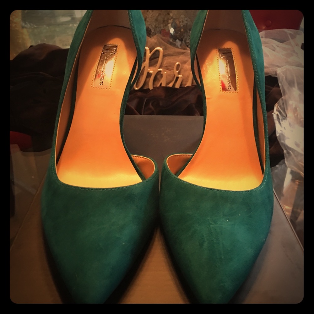 INC Teal Suede D’ Orsay Pumps (Size 10)